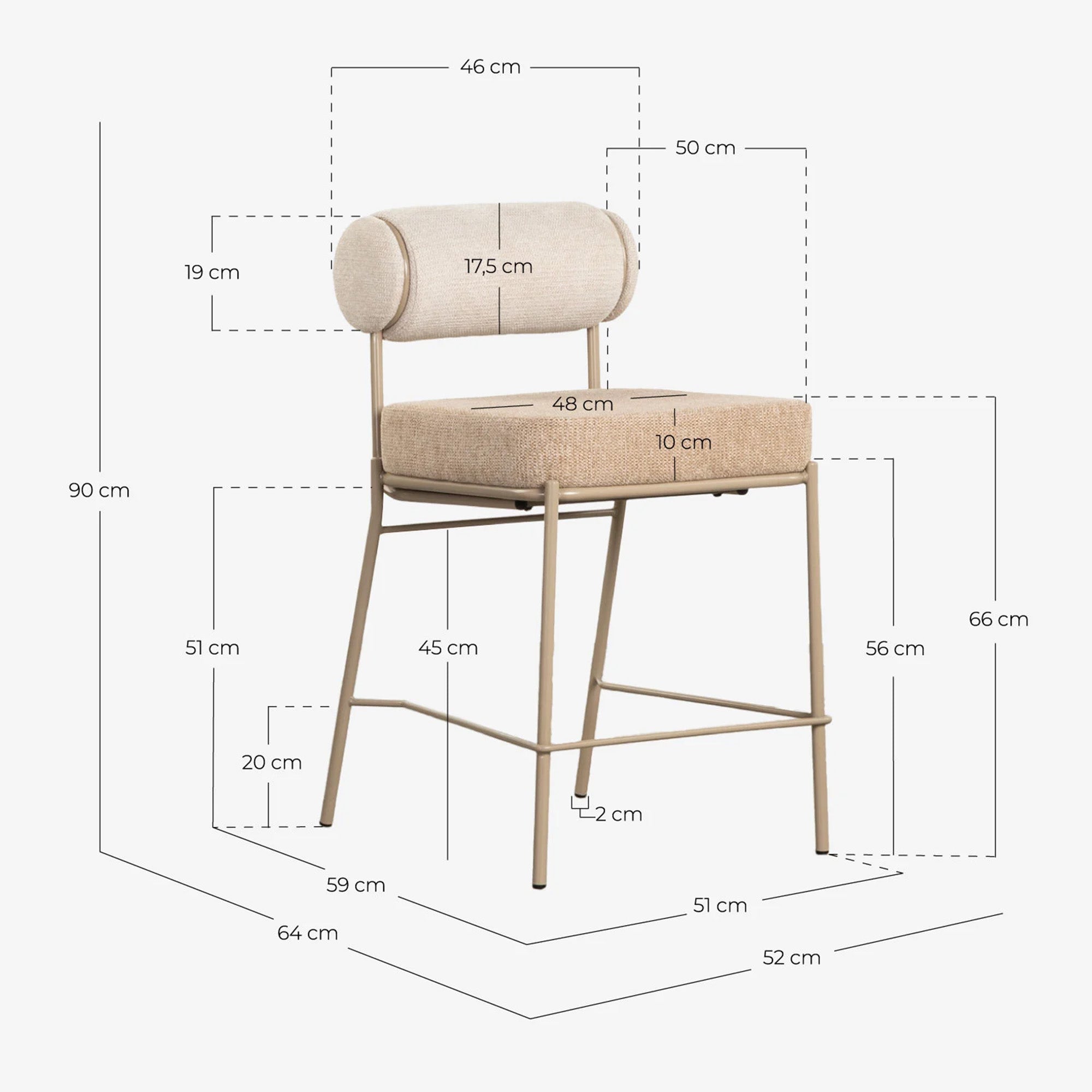 Pusbario kėdė EILA SOFT 65 cm