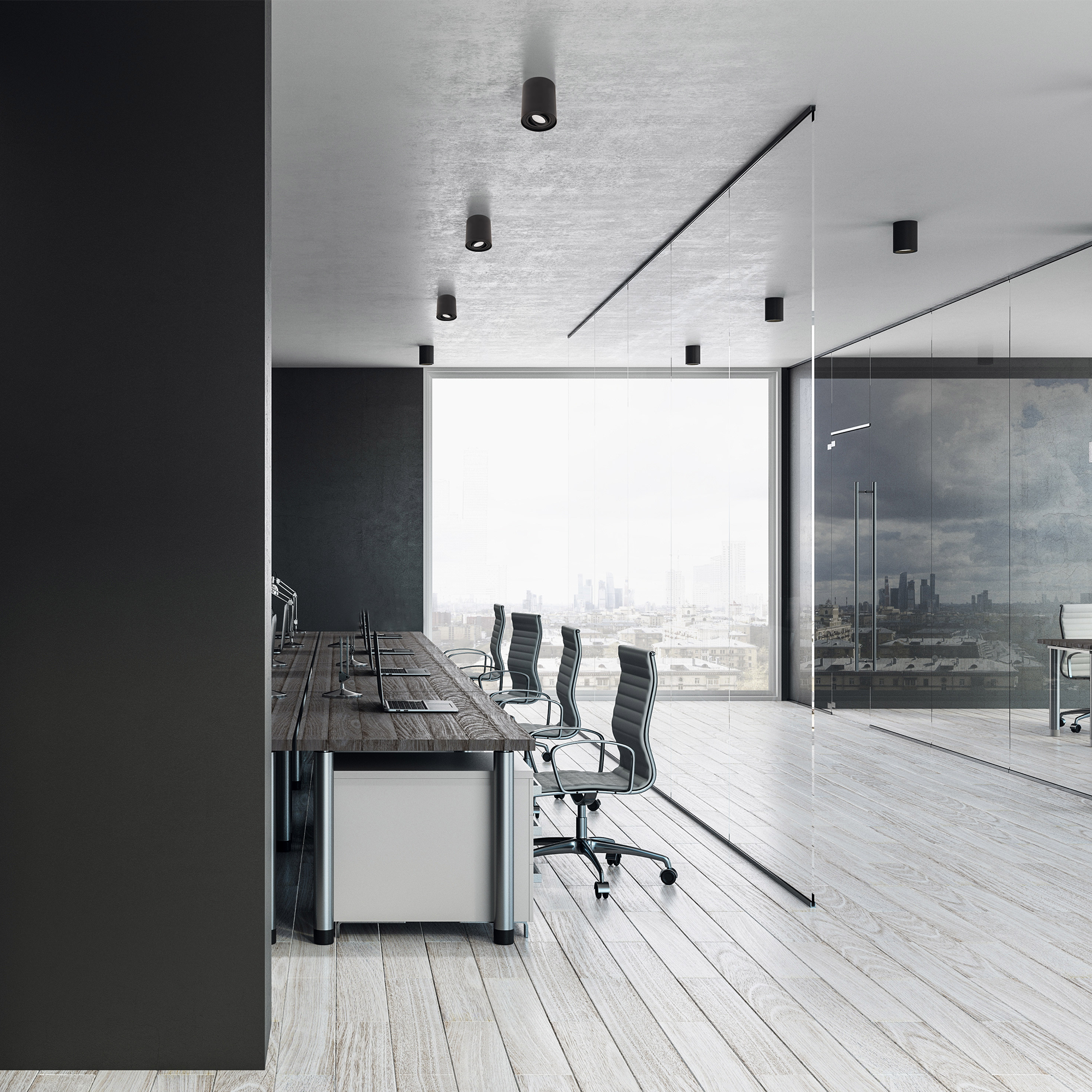 Maxlight Basica round paviršinis šviestuvas lubinis ofiso erdvėje