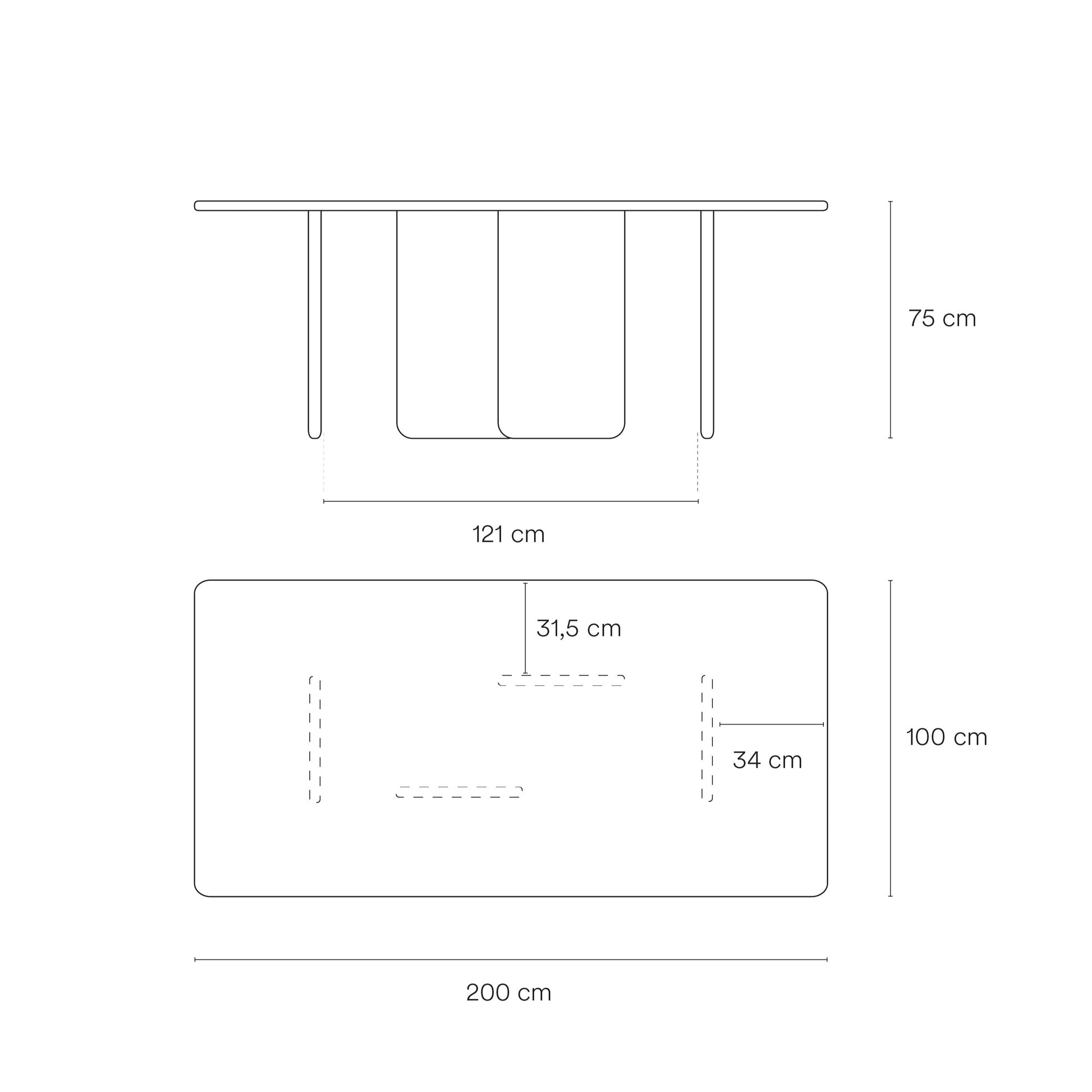 Stalas ARQ 200 cm