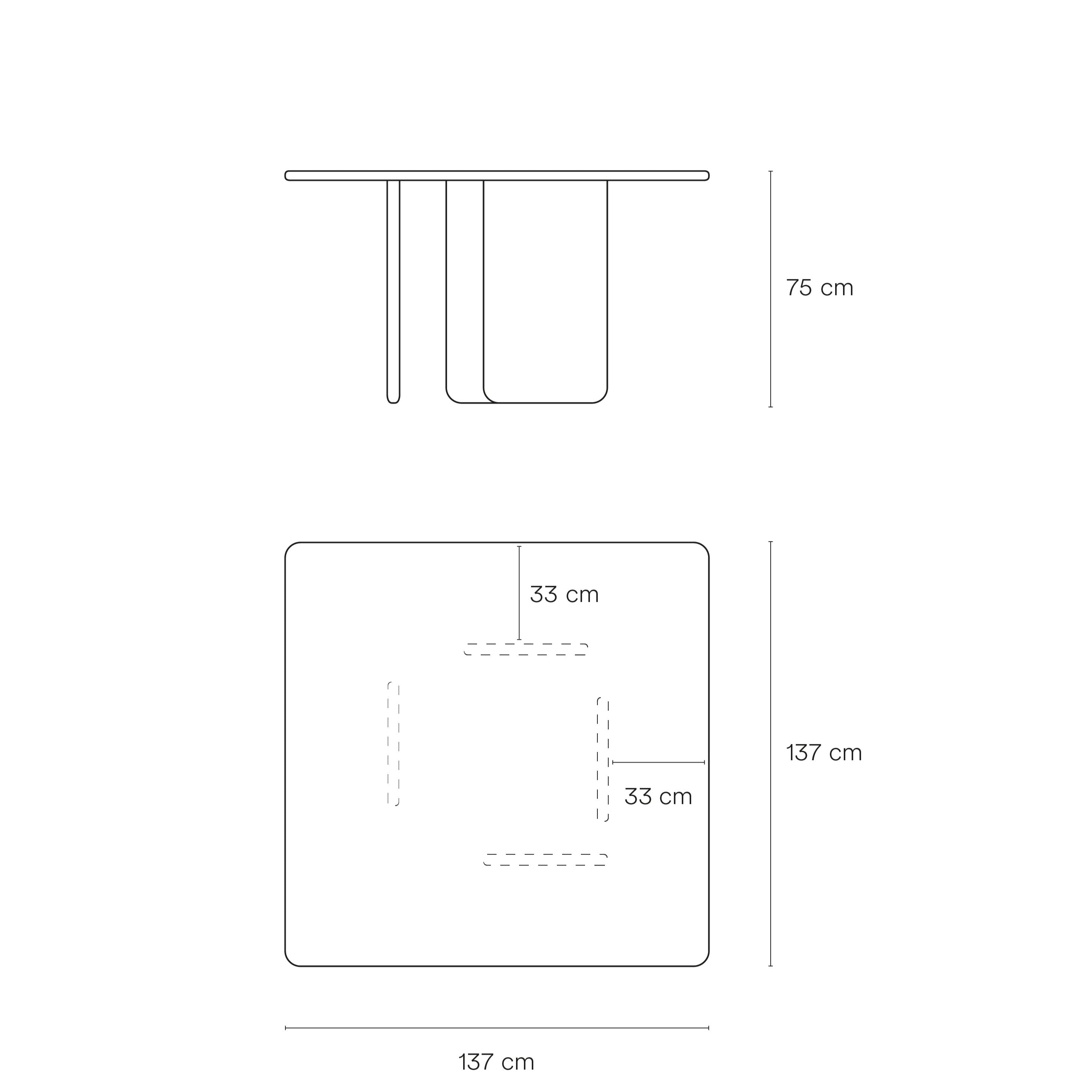 Stalas ARQ 137 × 137 cm