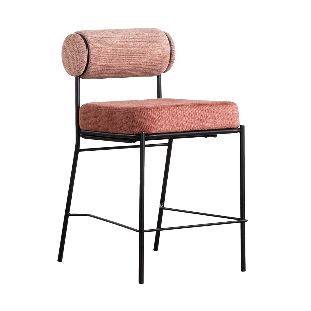 Minkšta pusbario kėdė Eila su rožinės spalvos audiniu | decorada.lt