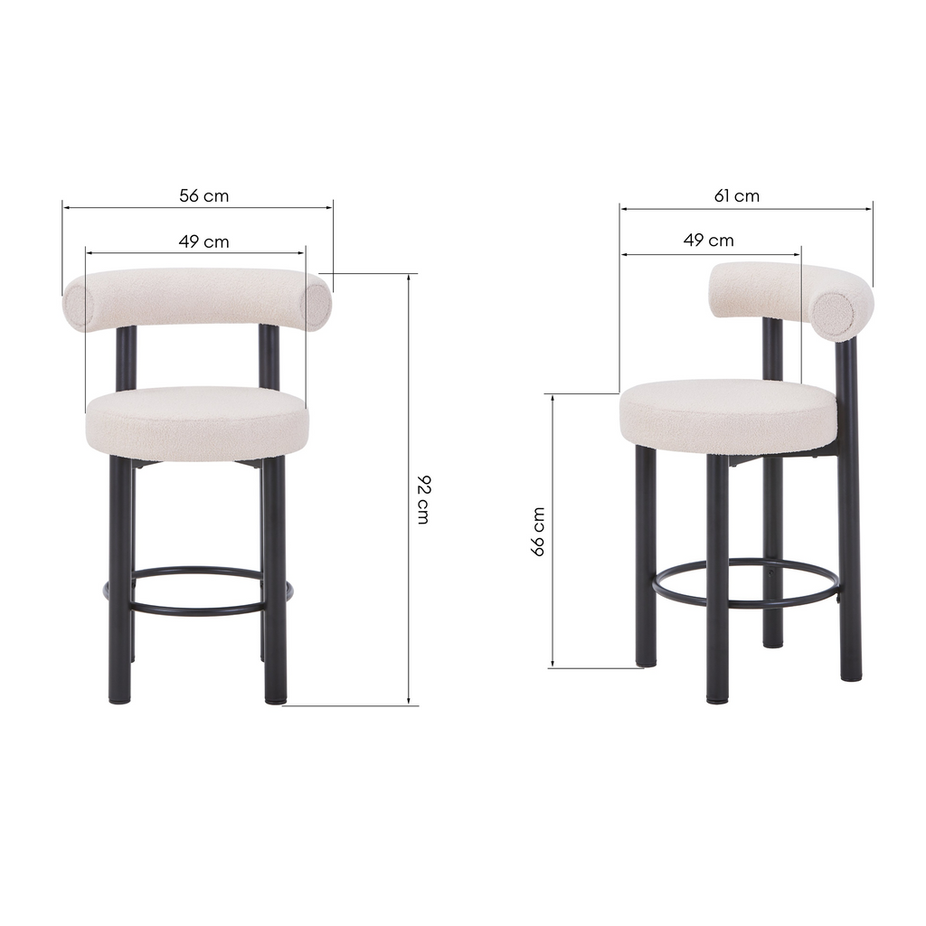 Pusbario kėdės matmenis ir brėžinys Perri | decorada.lt