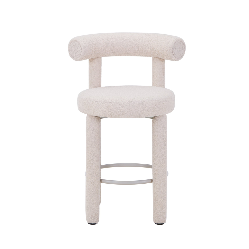 Pusbario kėdė perri su boucle baltos spalvos audiniu | decorada.lt