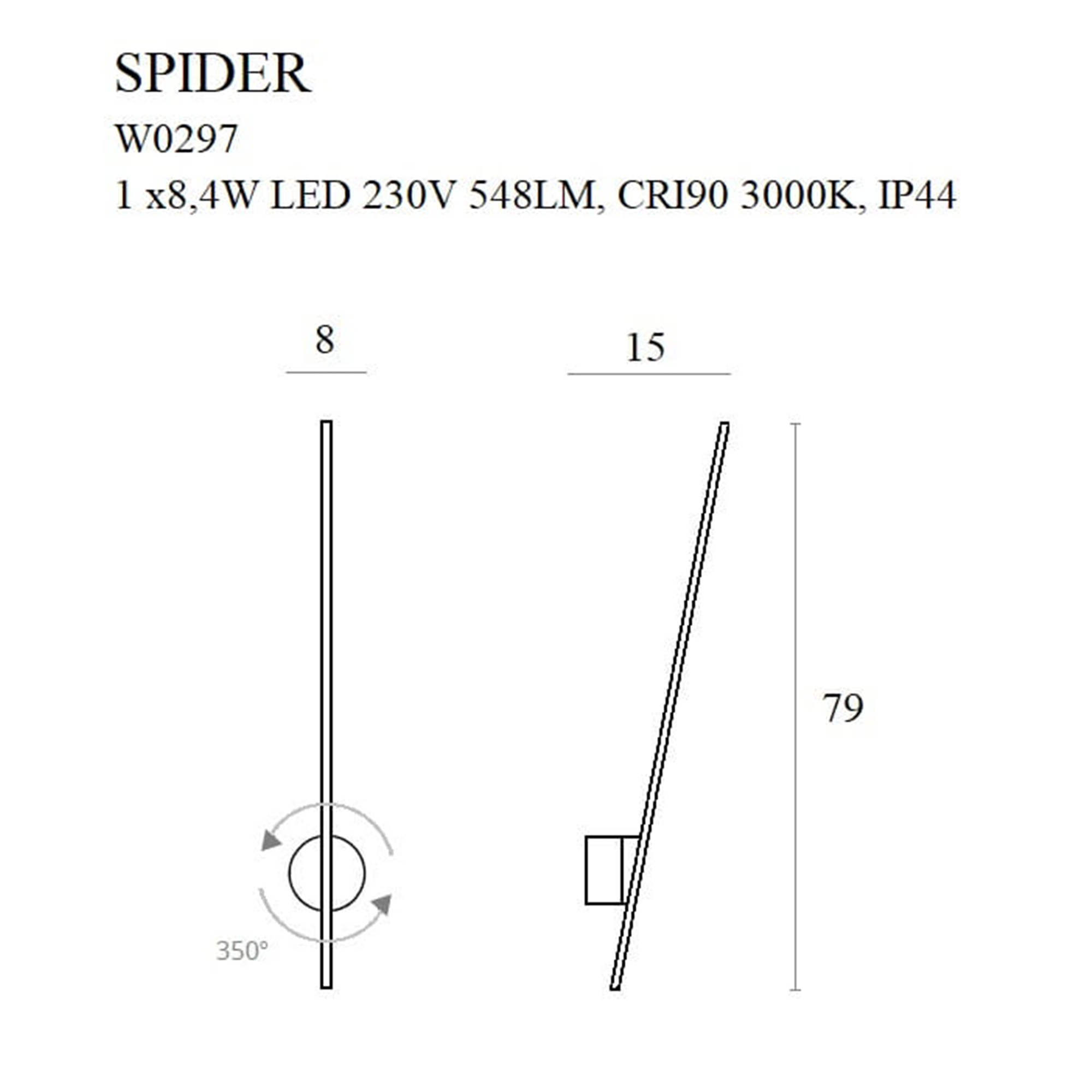 MAXLIGHT SPIDER sieninis šviestuvas