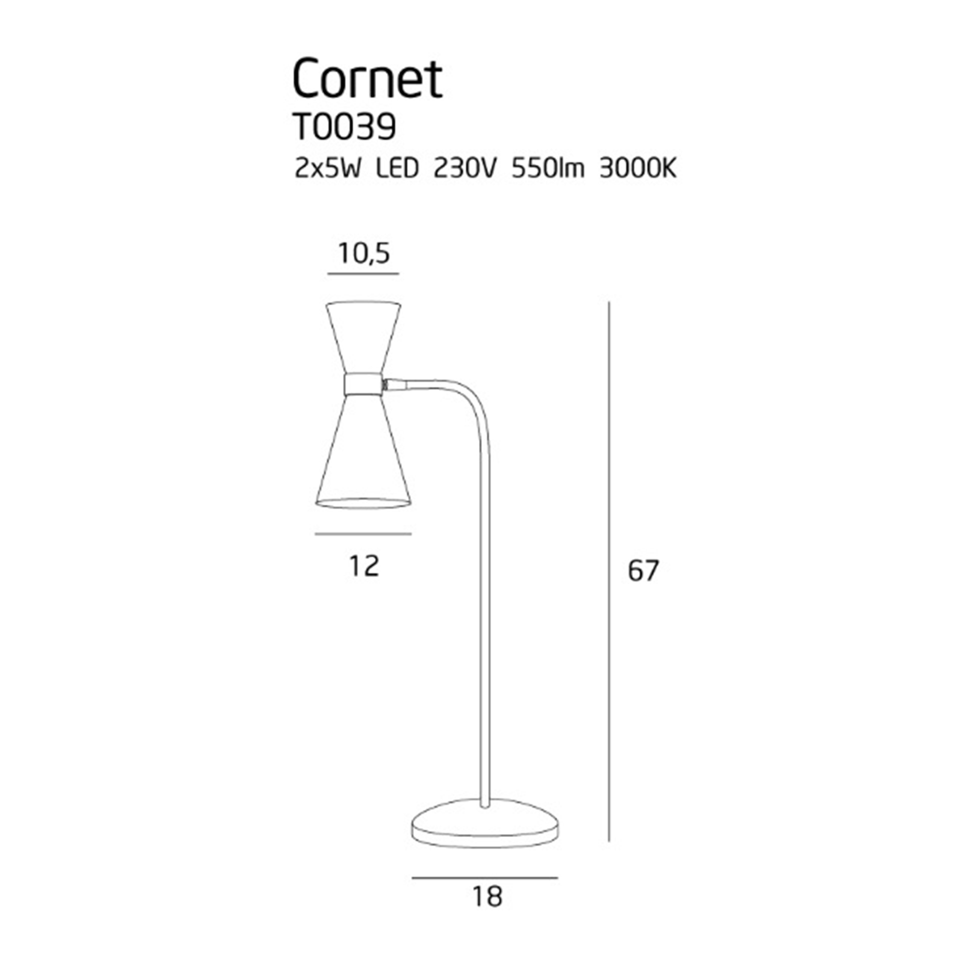 MAXLIGHT CORNET stalinis šviestuvas