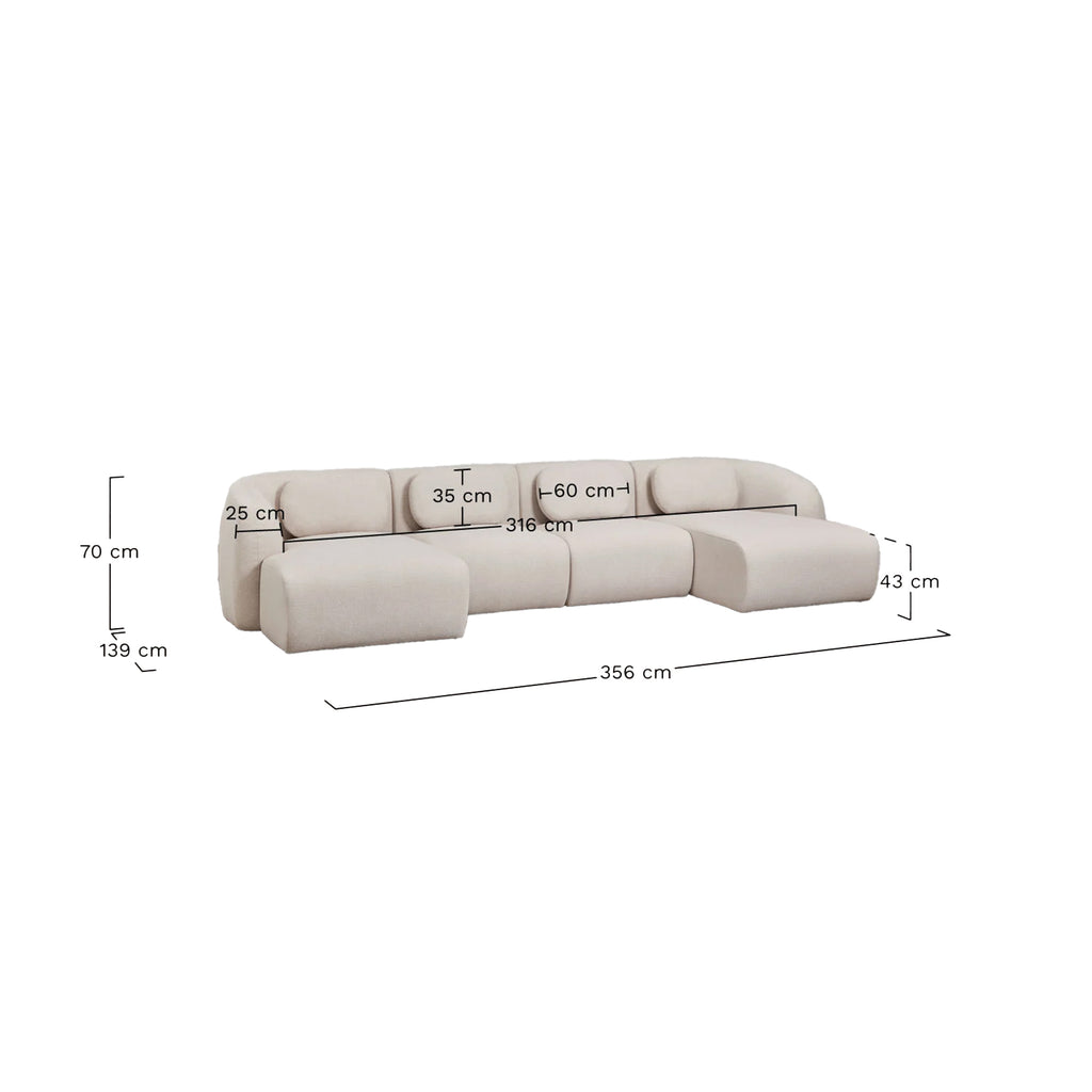 4 vietų Modulinė Sofa COSETTI 356 cm