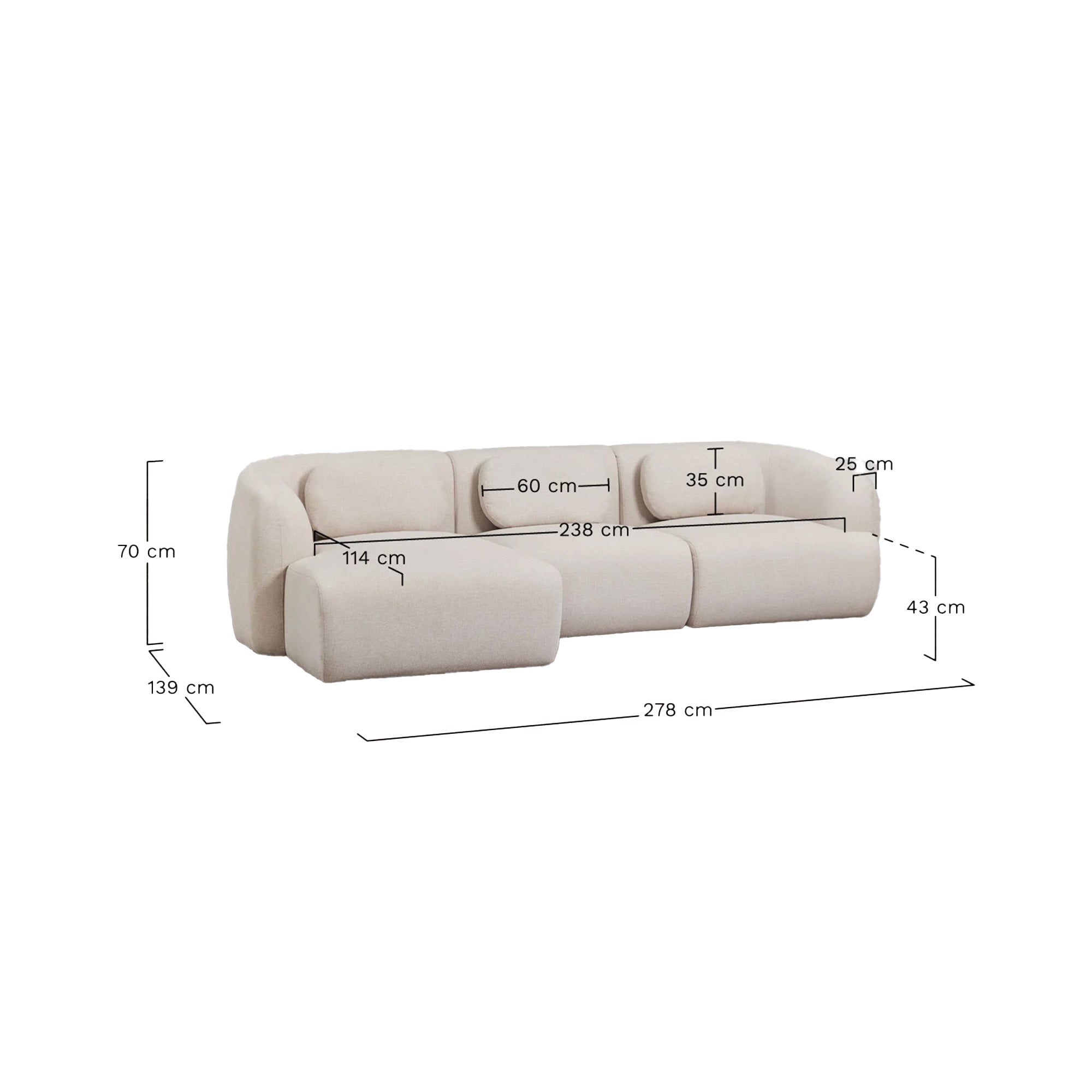 3 vietų Modulinė Sofa COSETTI 278 cm