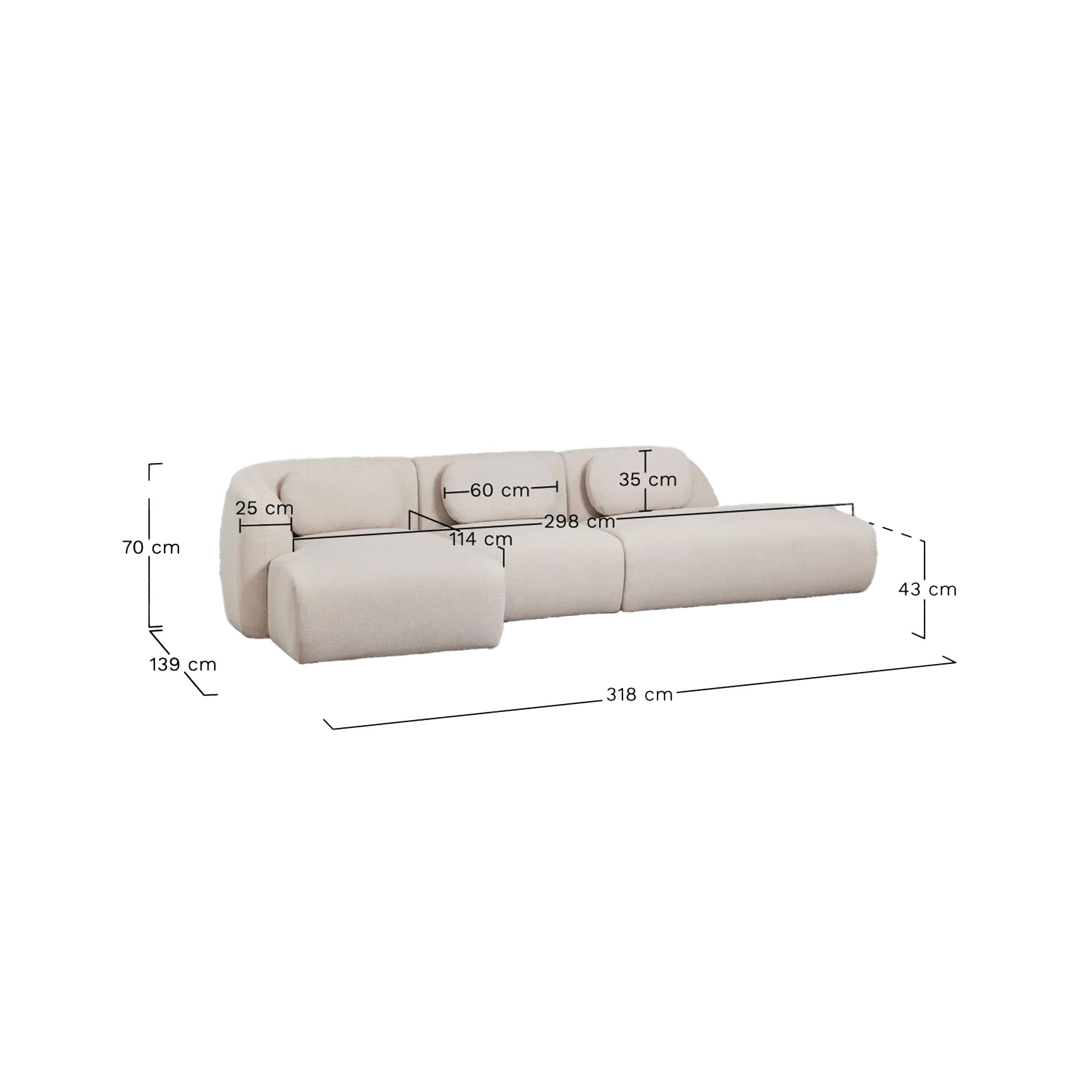 4 vietų Modulinė Sofa COSETTI 318 cm