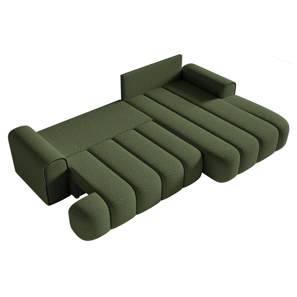 Kampinė miegamoji sofa DELINA Bouclé 275 cm