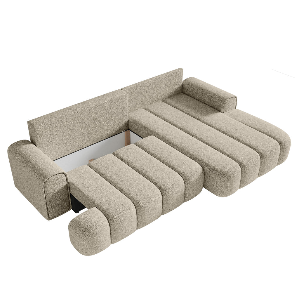Kampinė miegamoji sofa DELINA Bouclé 275 cm