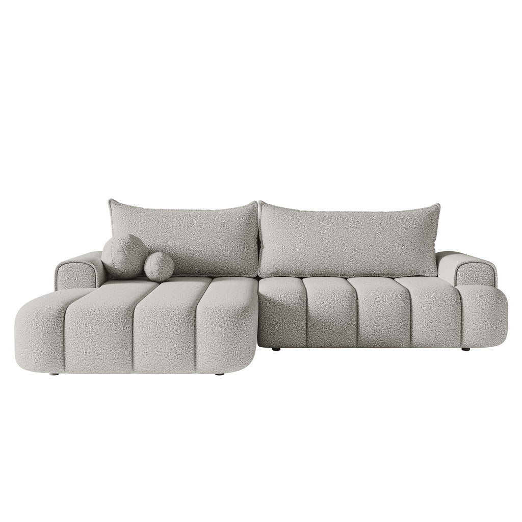 Kampinė miegamoji sofa DELINA Bouclé 275 cm