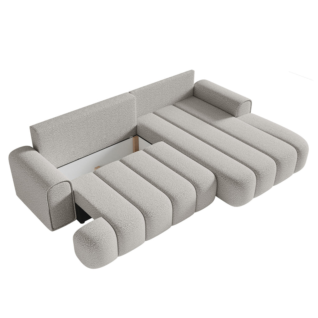 Kampinė miegamoji sofa DELINA Bouclé 275 cm