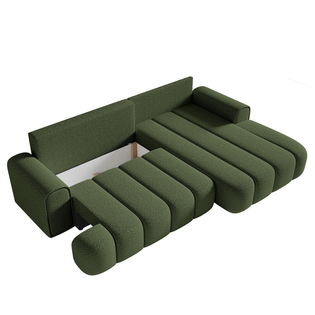 Kampinė miegamoji sofa DELINA Bouclé 275 cm