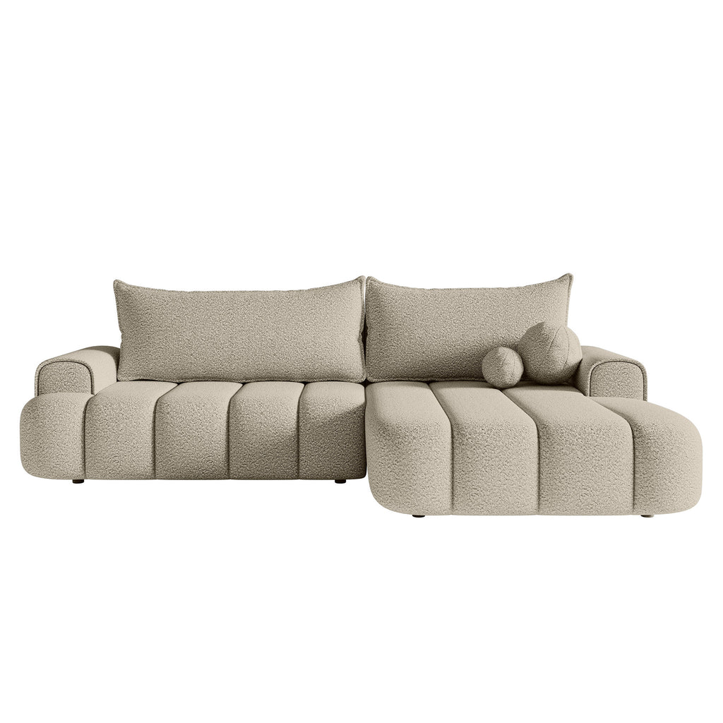 Kampinė miegamoji sofa DELINA Bouclé 275 cm