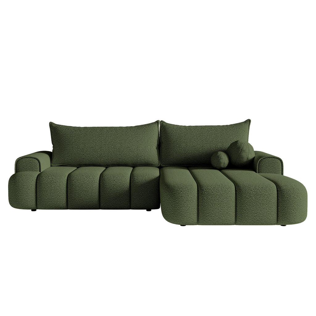 Kampinė miegamoji sofa DELINA Bouclé 275 cm