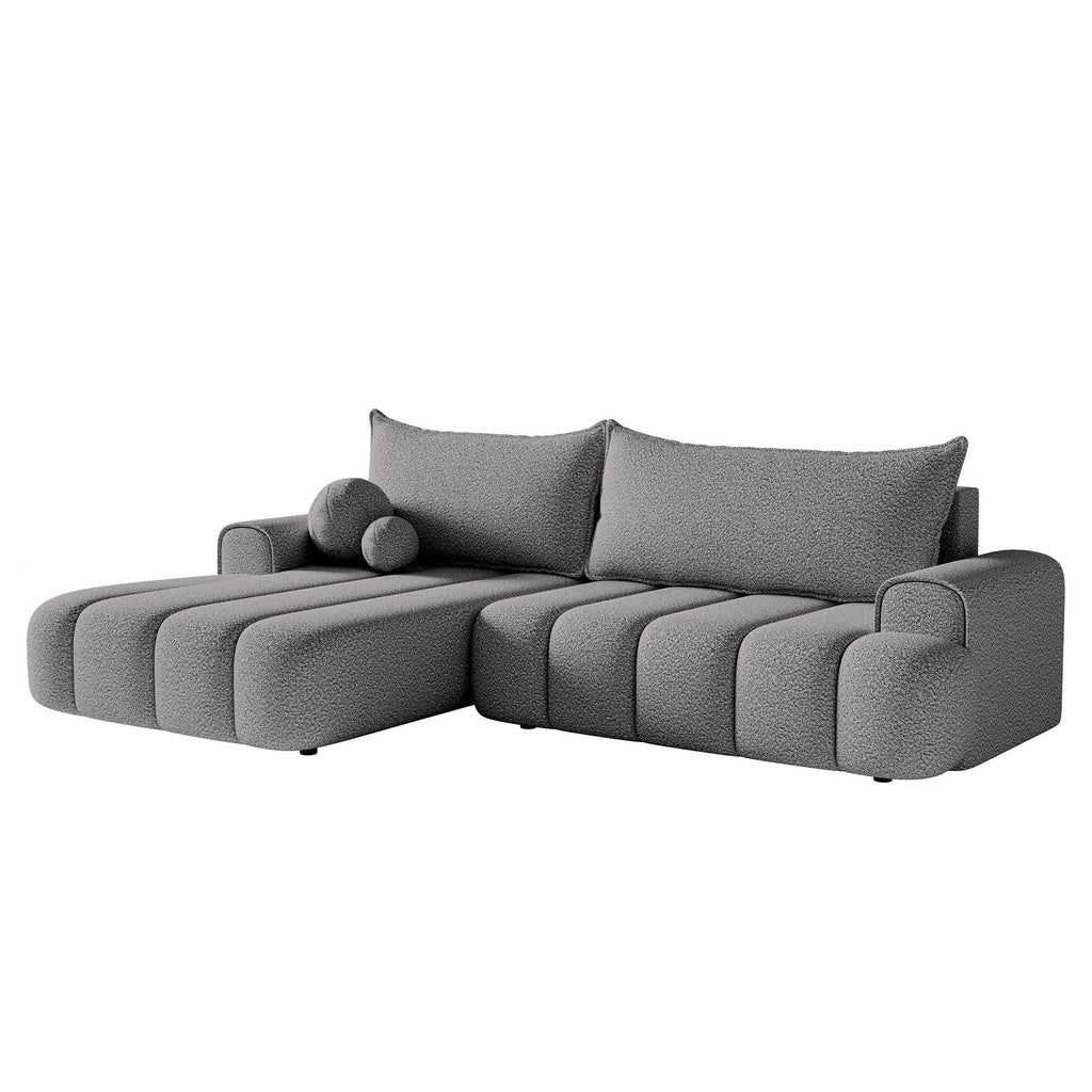 Kampinė miegamoji sofa DELINA Bouclé 275 cm