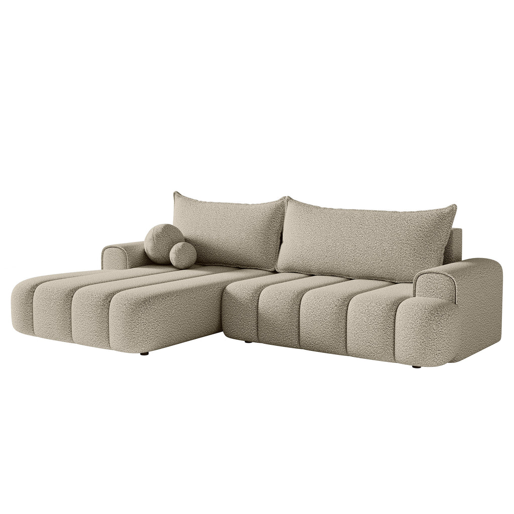 Kampinė miegamoji sofa DELINA Bouclé 275 cm