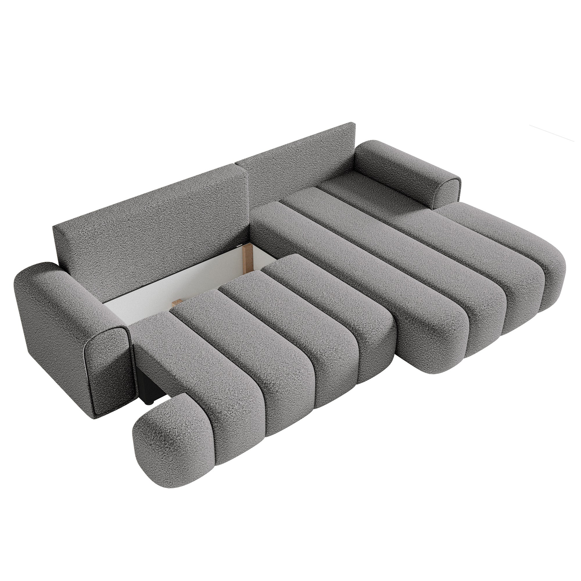Kampinė miegamoji sofa DELINA Bouclé 275 cm