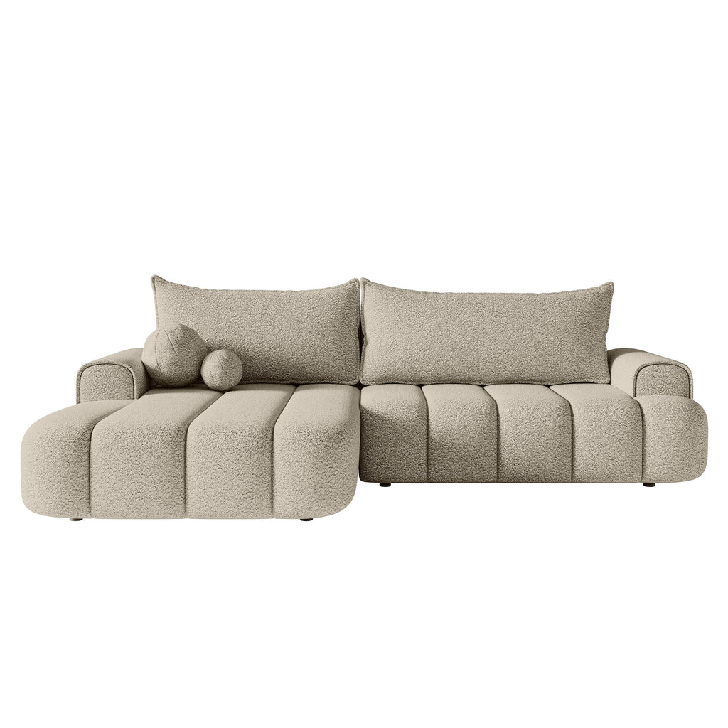 Kampinė miegamoji sofa DELINA Bouclé 275 cm