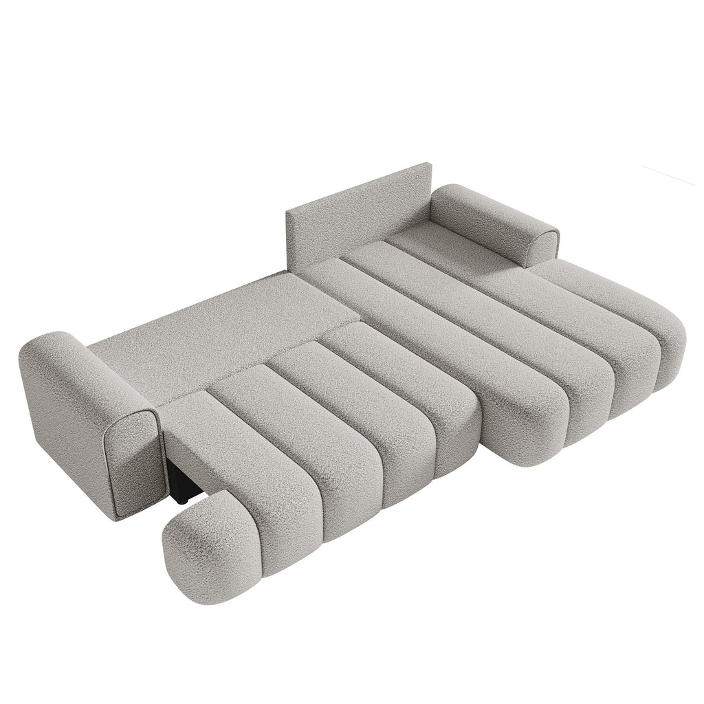 Kampinė miegamoji sofa DELINA Bouclé 275 cm