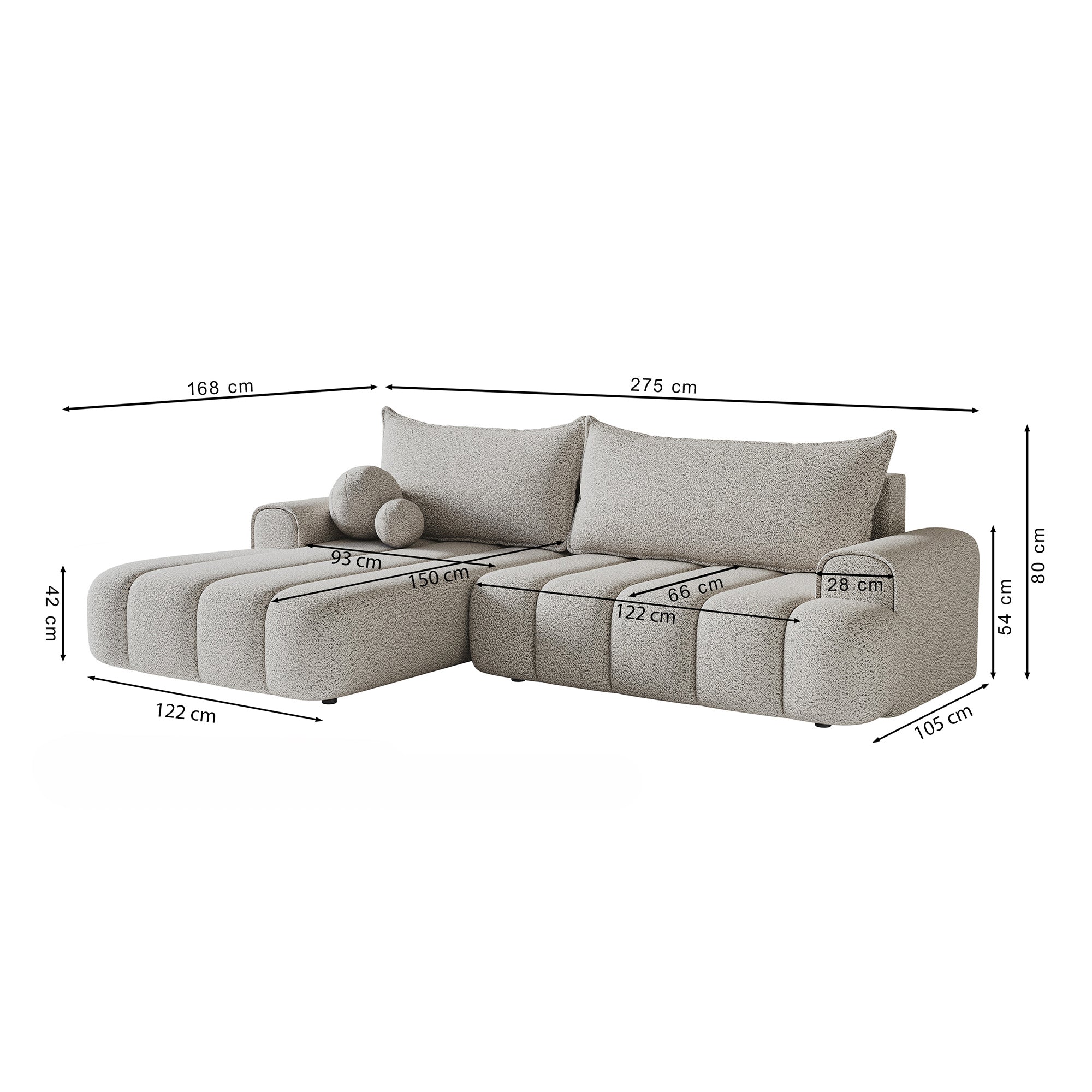 Kampinė miegamoji sofa DELINA Velour 275 cm