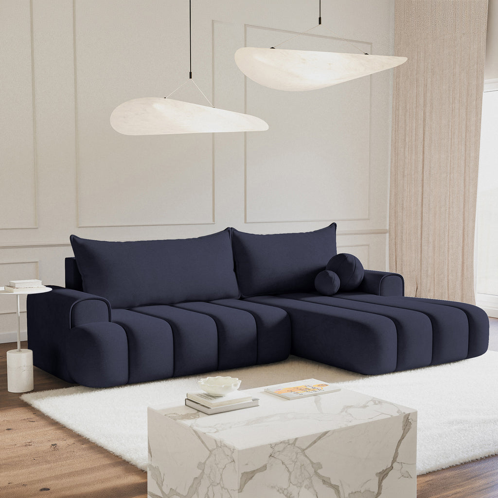 Kampinė miegamoji sofa DELINA Velour 275 cm