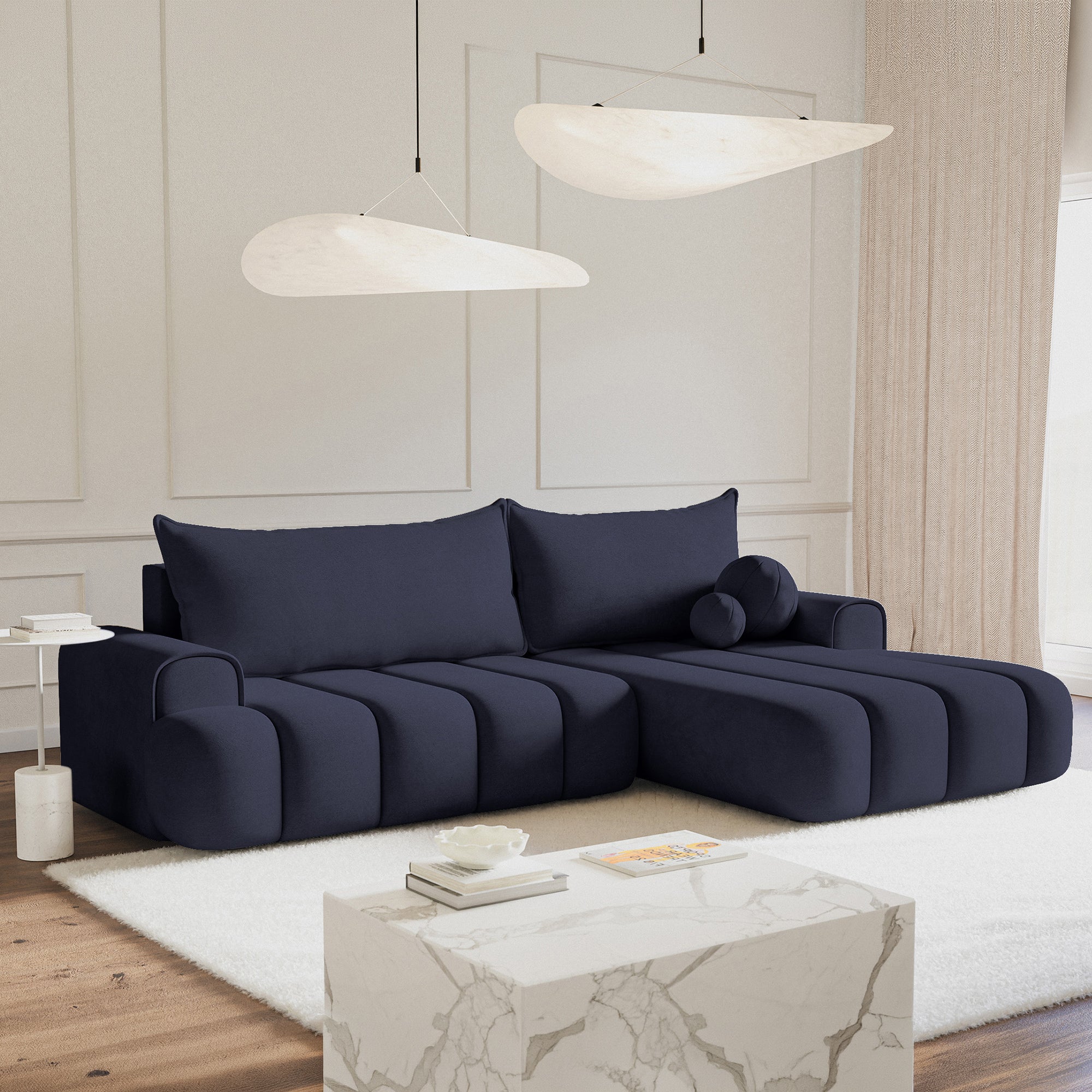 Kampinė miegamoji sofa DELINA Velour 275 cm