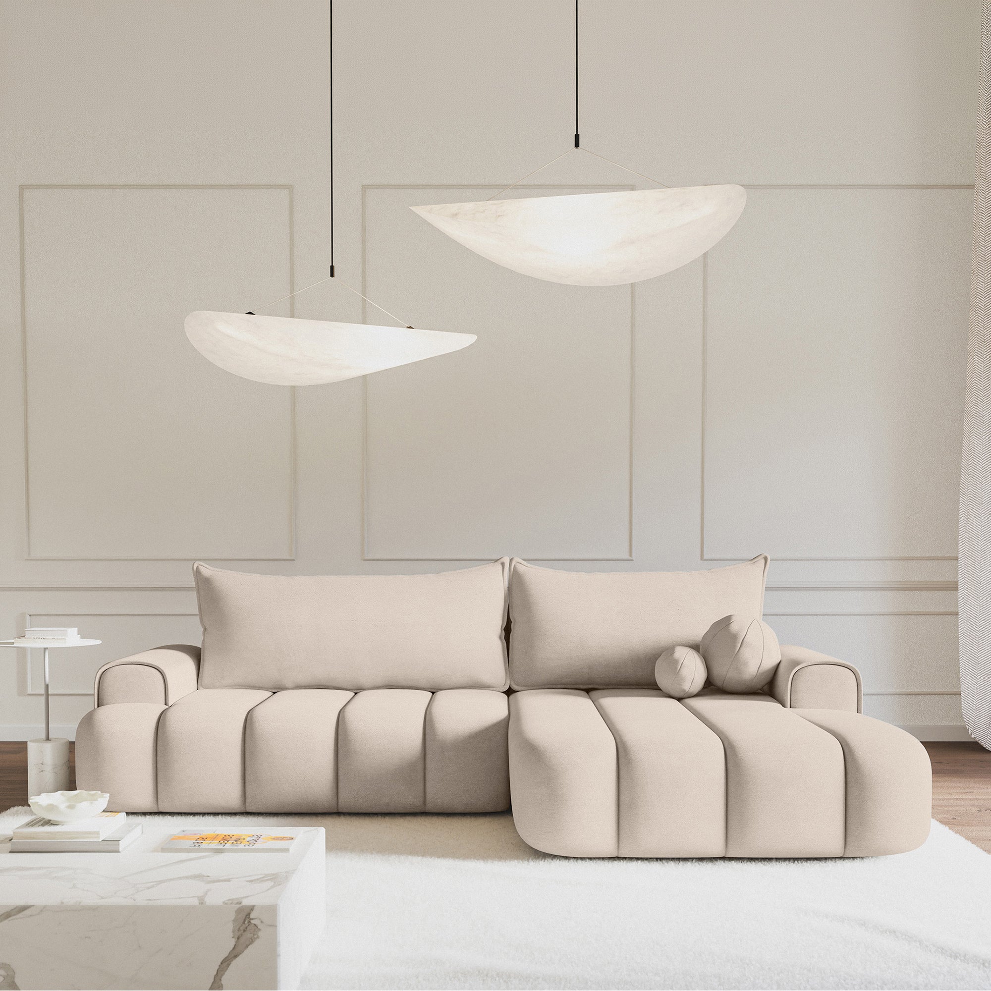 Kampinė miegamoji sofa DELINA Velour 275 cm