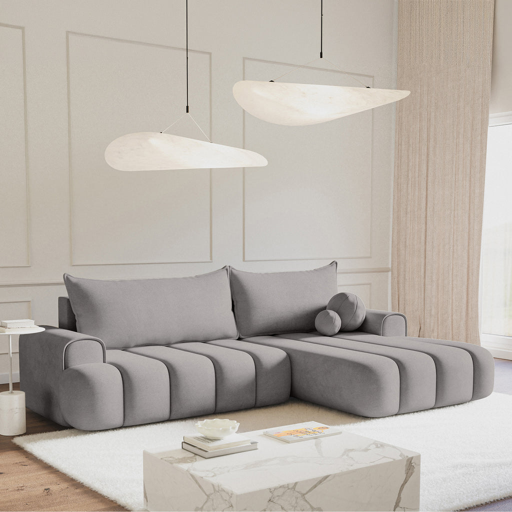 Kampinė miegamoji sofa DELINA Velour 275 cm