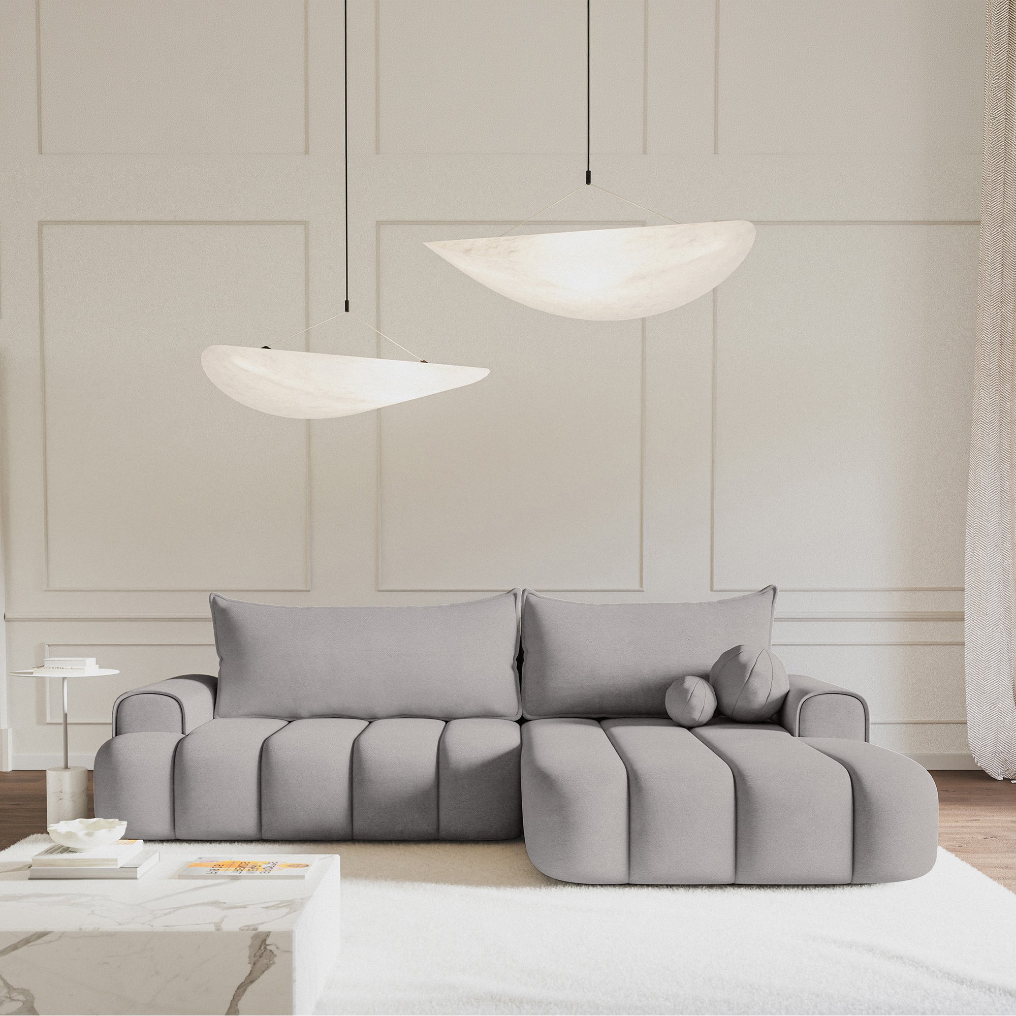 Kampinė miegamoji sofa DELINA Velour 275 cm