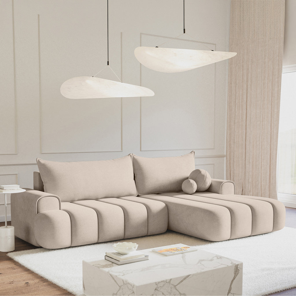 Kampinė miegamoji sofa DELINA Velour 275 cm