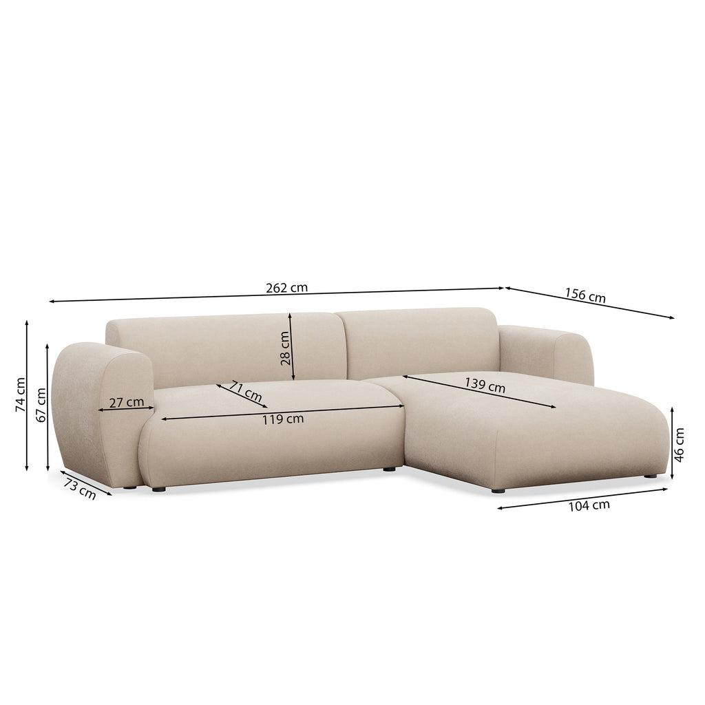 Kampinė miegamoji sofa EMA 262 cm