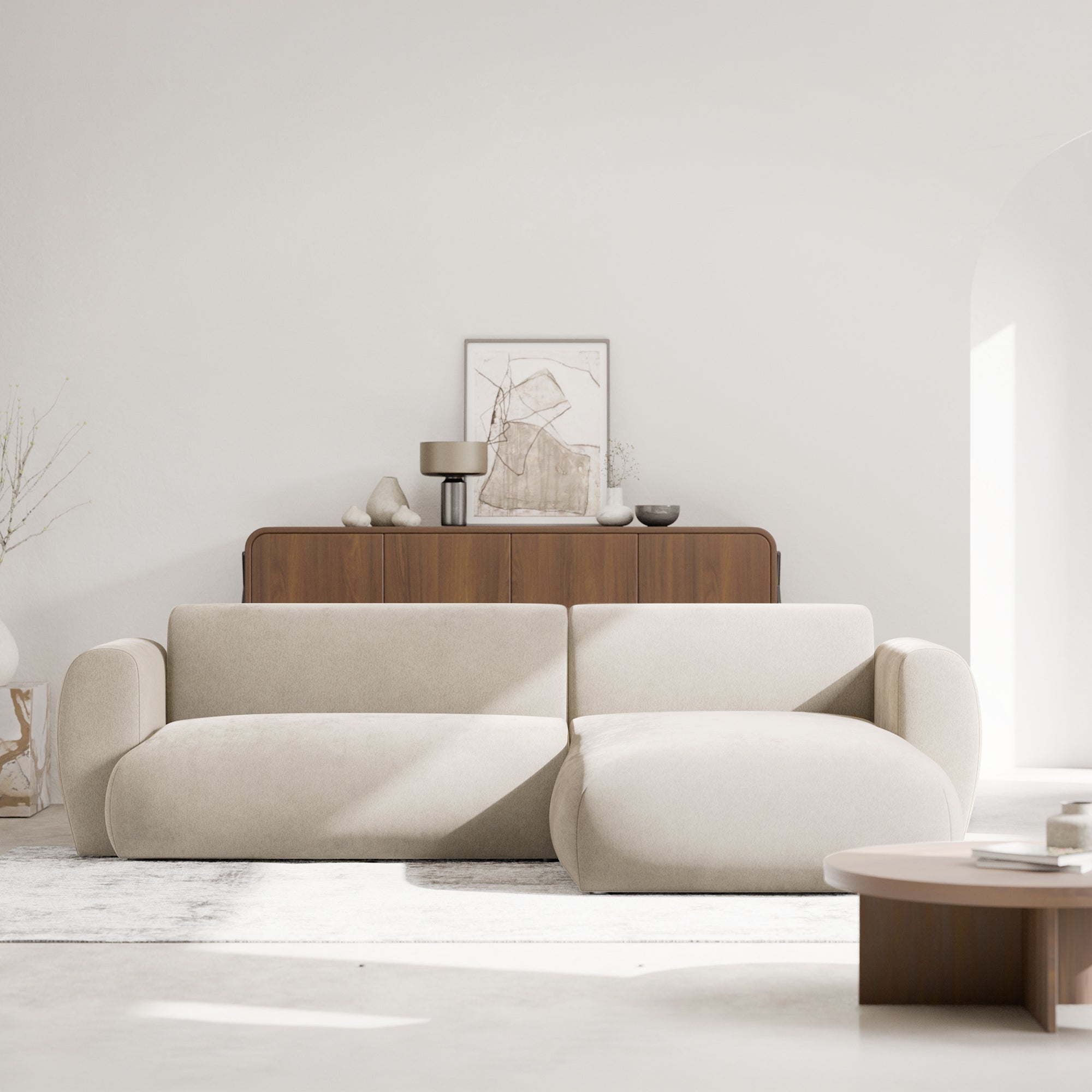 Kampinė miegamoji sofa EMA 262 cm