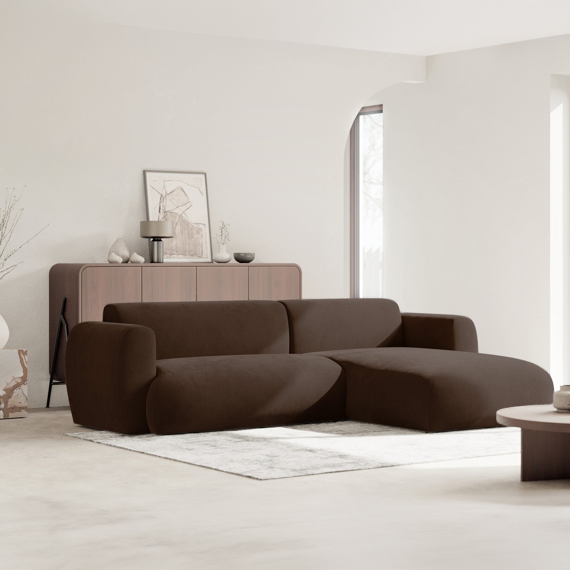 Kampinė miegamoji sofa EMA 262 cm