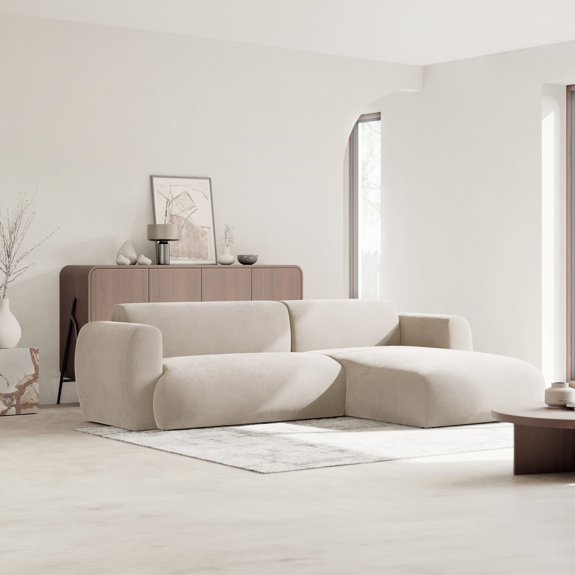 Kampinė miegamoji sofa EMA 262 cm