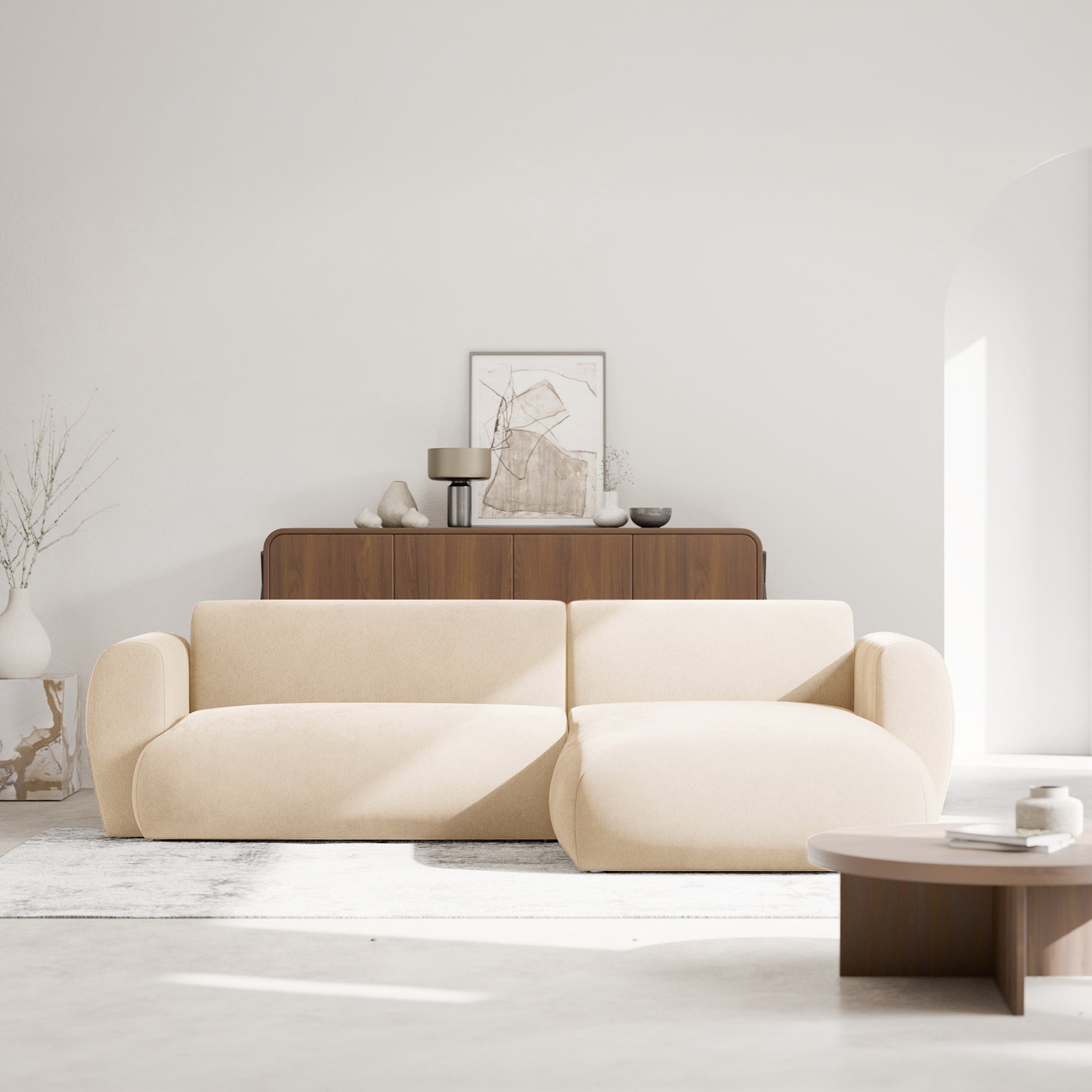 Kampinė miegamoji sofa EMA 262 cm