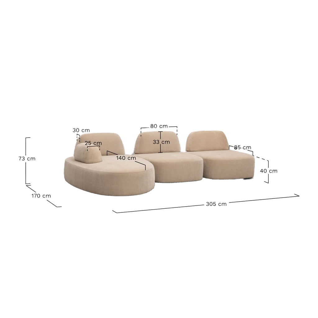 3 vietų Modulinė Sofa GIORO 305 cm