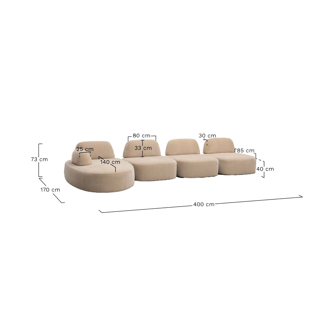 4 vietų Modulinė Sofa GIORO 400 cm