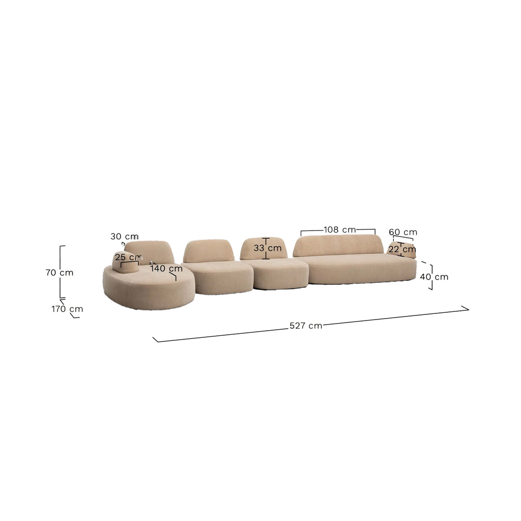 5 vietų Modulinė Sofa GIORO 525 cm