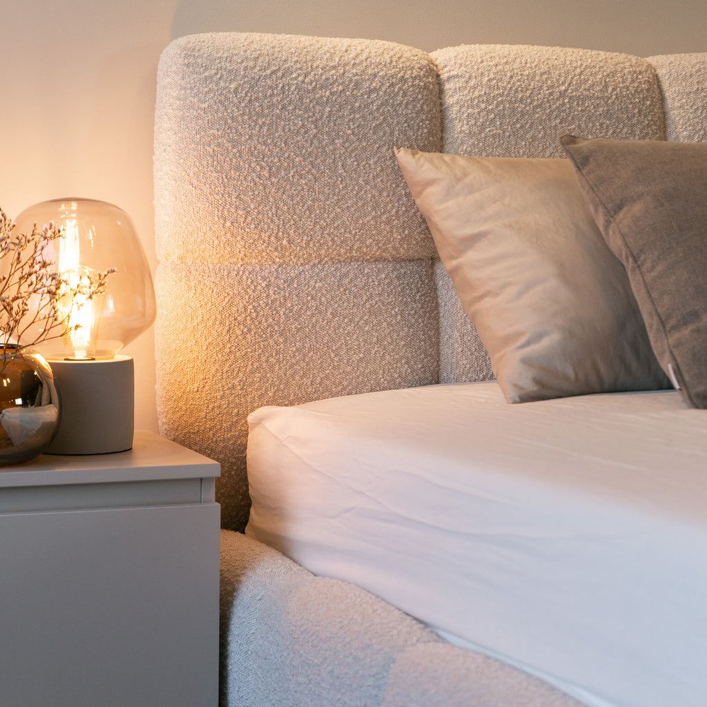 Miegamojo lova LAUDY Bouclé audinys