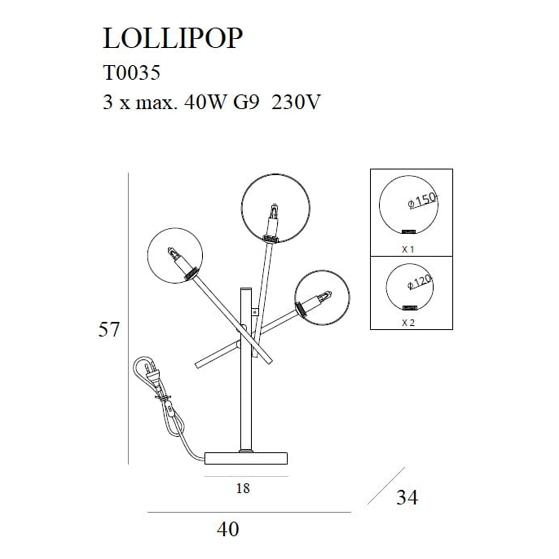 MAXLIGHT LOLLIPOP stalinis šviestuvas