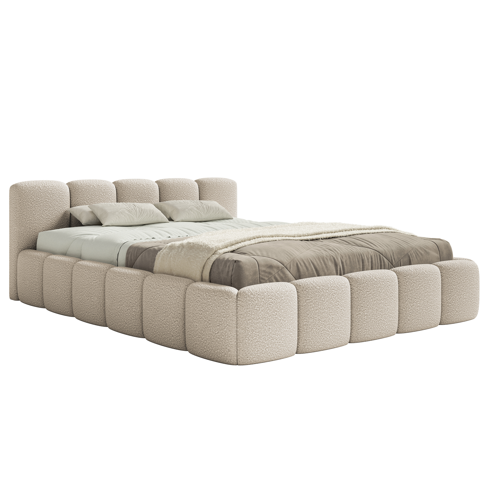 Miegamojo lova LOW Bouclé audinys