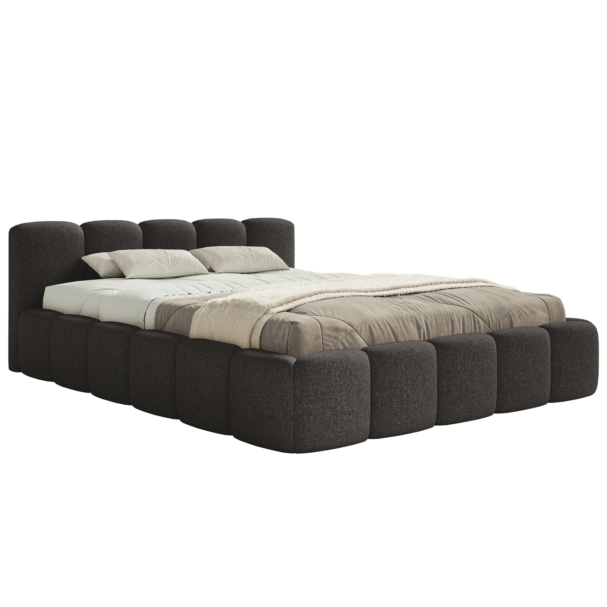 Miegamojo lova LOW Šenilinis audinys