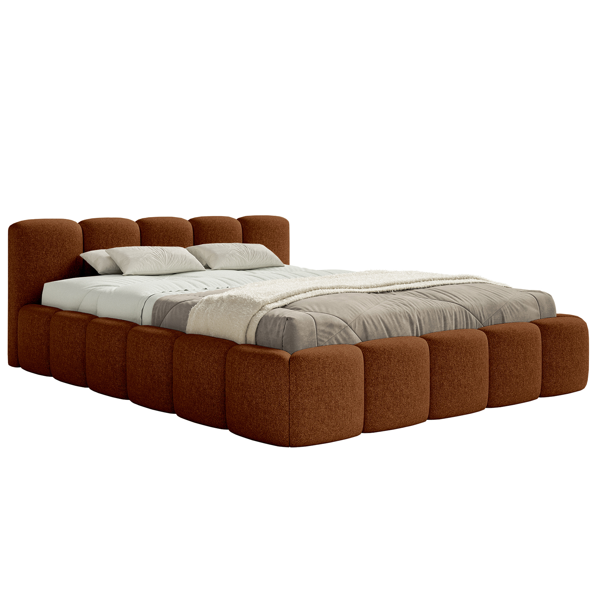 Miegamojo lova LOW Šenilinis audinys