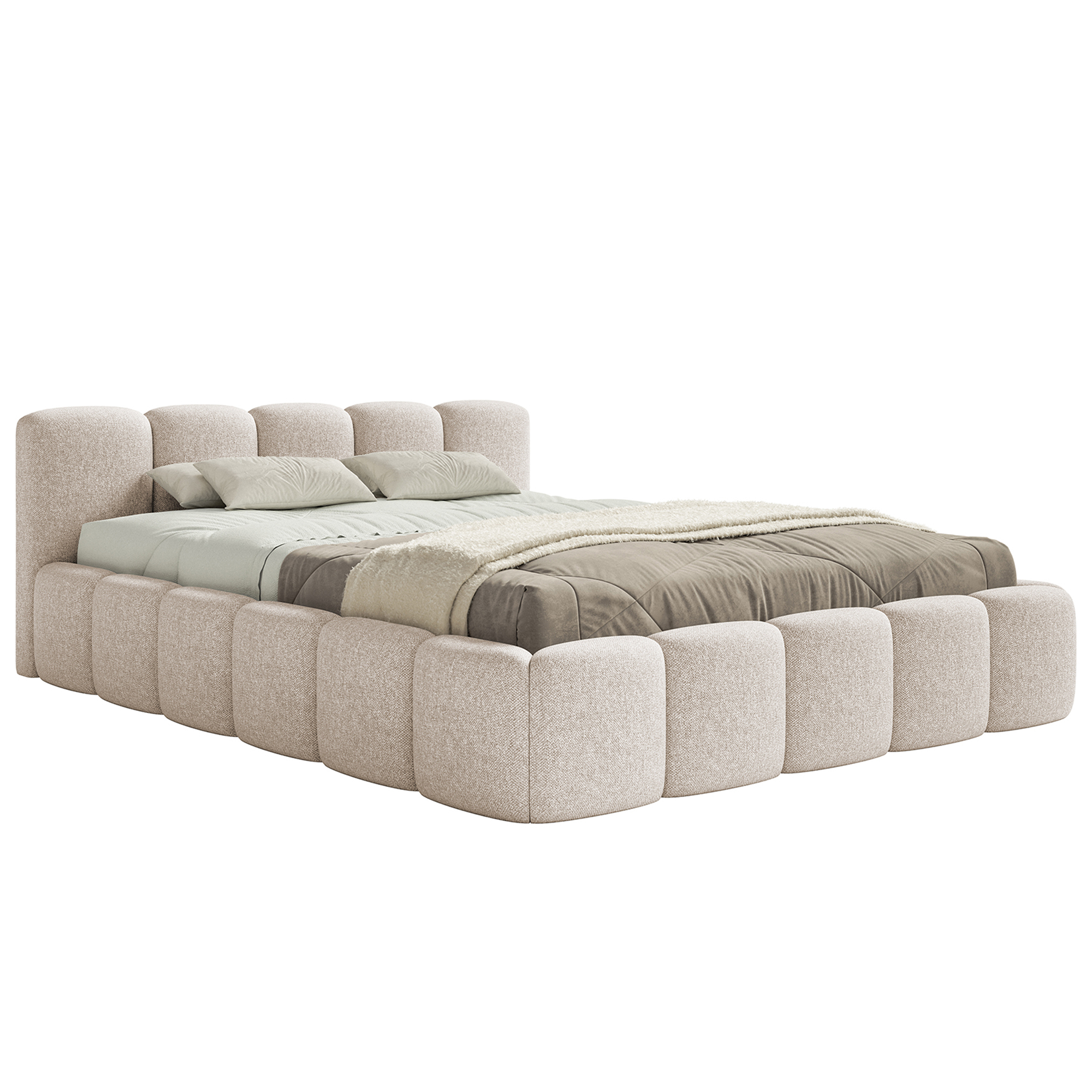 Miegamojo lova LOW Šenilinis audinys