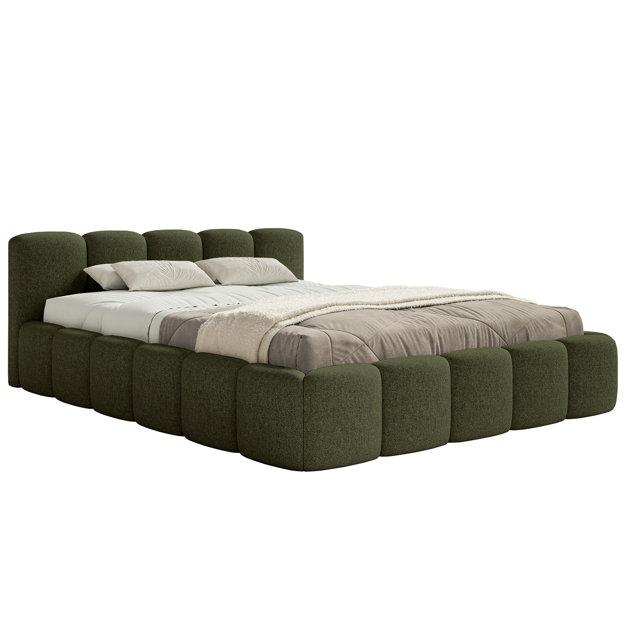 Miegamojo lova LOW Šenilinis audinys