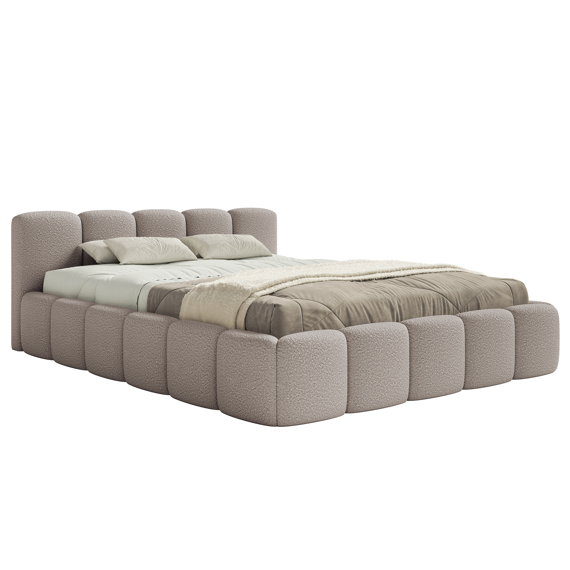 Miegamojo lova LOW Bouclé audinys