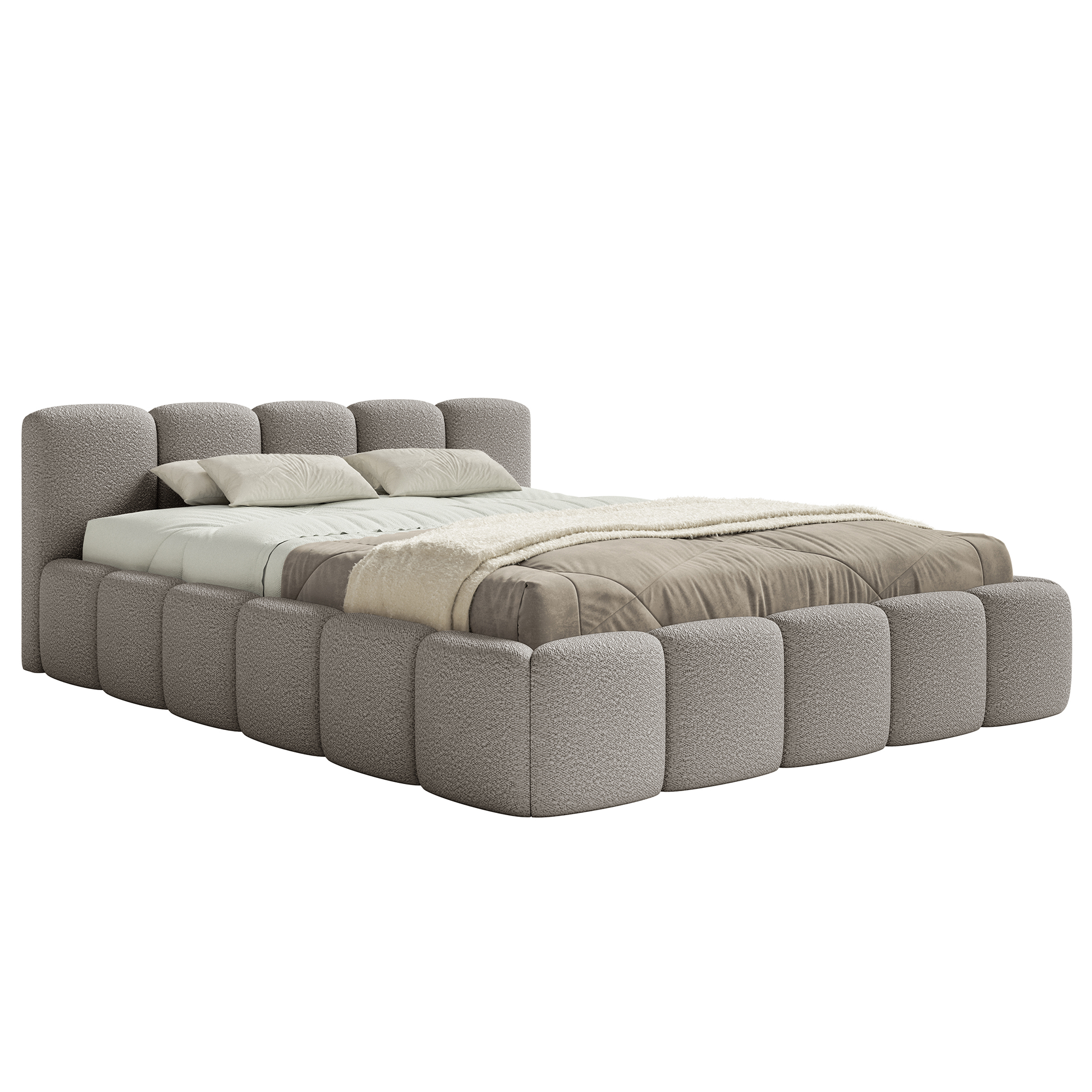 Miegamojo lova LOW Bouclé audinys