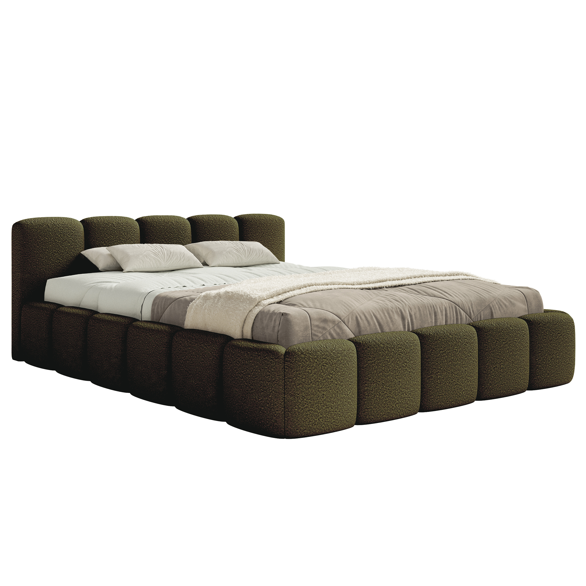 Miegamojo lova LOW Bouclé audinys