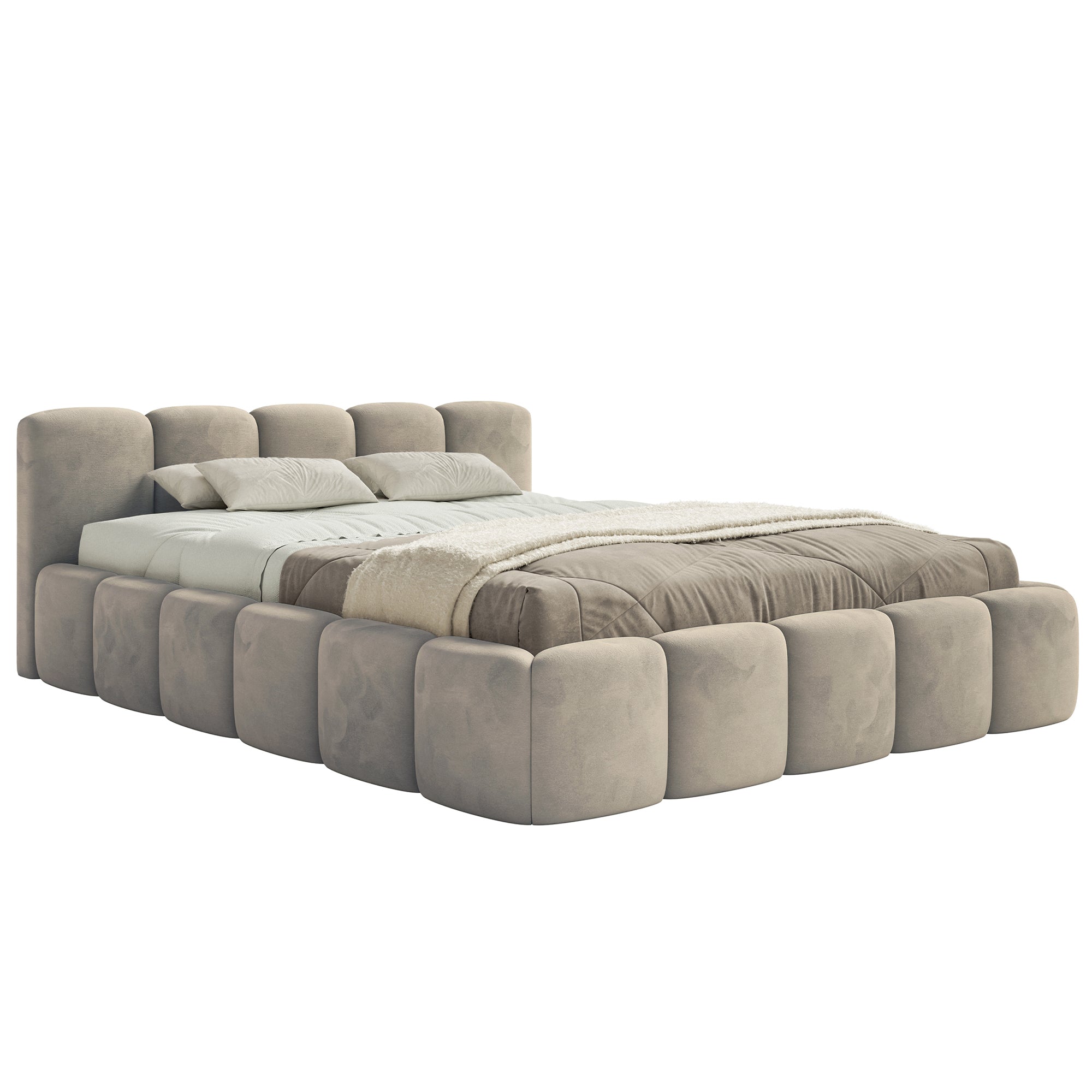 Miegamojo lova LOW Veliūro audinys